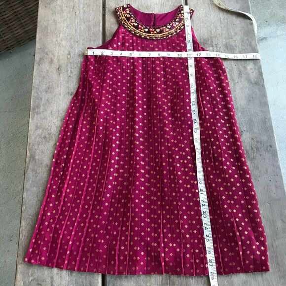 Blush by US Angels Girls Dress Size 8 Gold‎ Burgundy Jeweled Neckline Pleated - Picture 3 of 6